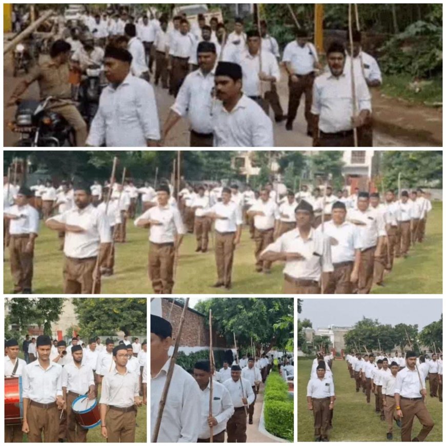 आरएसएस की शताब्दी पर आगरा में ध्वज प्रणाम और पथसंचलन, 72 जगह गूंजे भारत माता के जयकारे