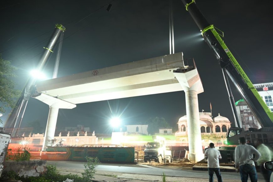 आगरा मेट्रो: प्रथम कॉरिडोर के शेष ऐलिवेटेड भाग में 101 यू-गर्डर का सफलता से रखे गये