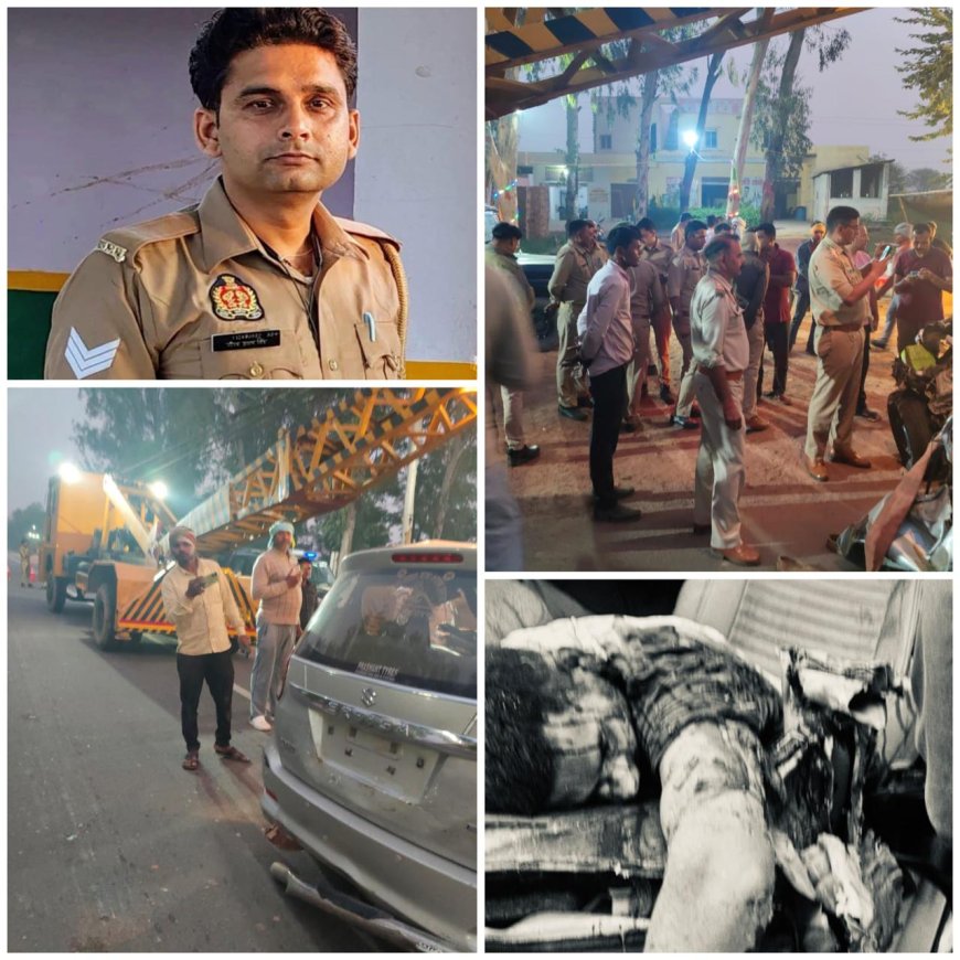 जयपुर हाईवे पर आगरा पुलिस की पुलिस कार ट्रक में घुसी, हेड कांस्टेबल और चालक की मौत, पांच घायल
