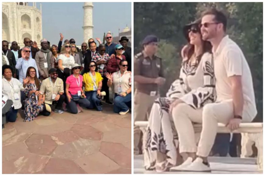 ताजमहल की खूबसूरती ने मोहा ट्रम्प जूनियर का मन, पत्नी वेनेसा संग डायना बेंच पर कराया फोटोशूट, आगरा में हुआ  खास स्वागत
