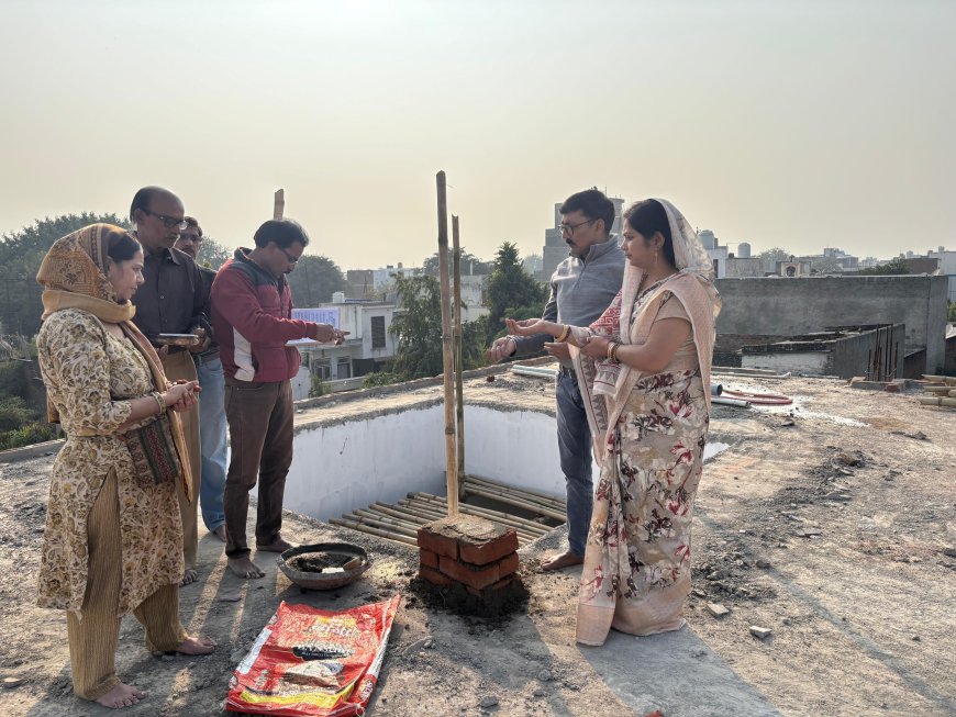 आगरा के अवधपुरी में नया अध्यायः श्री पद्मप्रभु जिनालय में शिखर गुंबद का शिलान्यास 