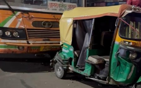 भगवान टॉकीज फ्लाईओवर पर देर रात बड़ा हादसा, तेज रफ्तार ट्रक ने सवारी उतारती बस को मारी टक्कर, कई यात्री घायल