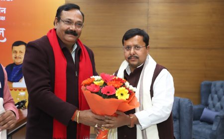 भाजपा के राष्ट्रीय कार्यकारी अध्यक्ष नितिन नवीन का किसान मोर्चा अध्यक्ष व सांसद चाहर ने किया स्वागत