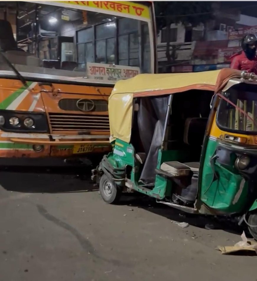 भगवान टॉकीज फ्लाईओवर पर देर रात बड़ा हादसा, तेज रफ्तार ट्रक ने सवारी उतारती बस को मारी टक्कर, कई यात्री घायल