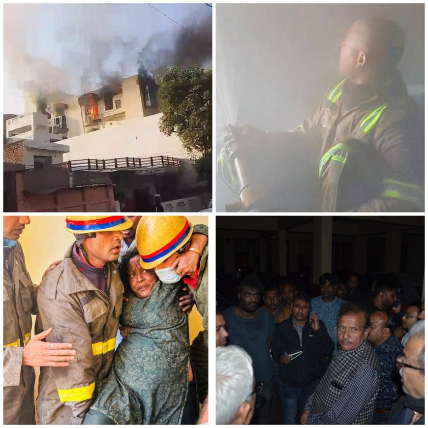 विजय नगर में आग में फंसी बुजुर्ग महिला सहित तीन को दमकलकर्मियों ने साहसिक रेस्क्यू में बचाया, विधायक मौके पर पहुंचे