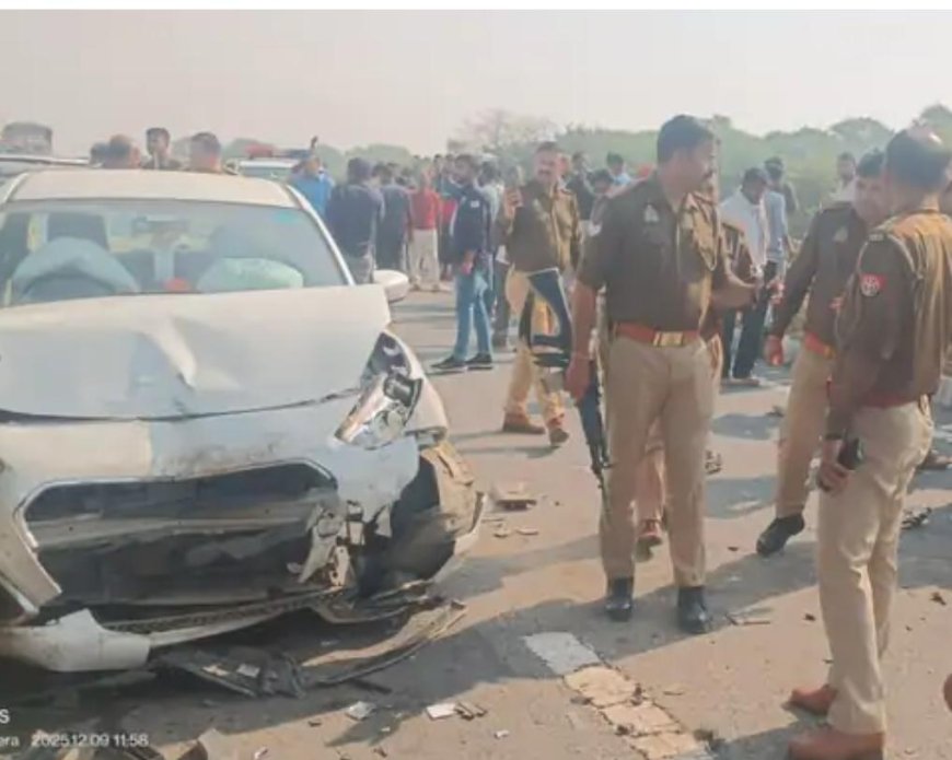 आगरा–लखनऊ एक्सप्रेसवे पर तीन कारों की जोरदार भिड़ंत, चार घायल, पुलिस व यूपीडा टीम ने तुरंत संभाली स्थिति