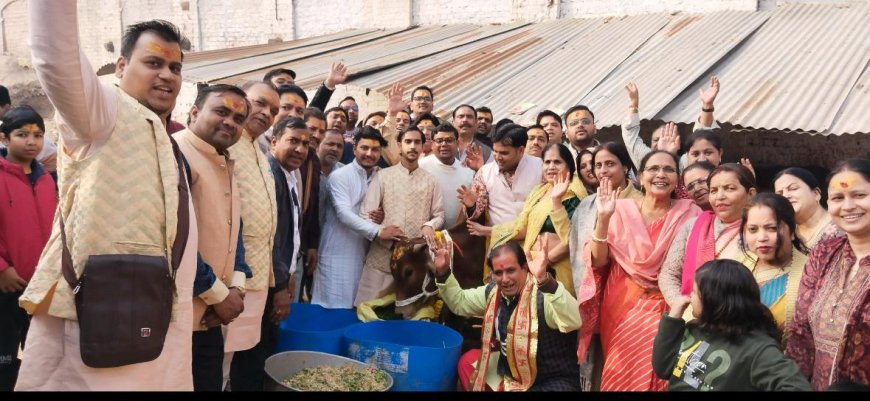 गौ सेवा से आरंभ हुआ श्री श्याम लाडला परिवार सेवा समिति का स्थापना दिवस, गोशाला में गौदान और आश्रम में अन्नपूर्णा सेवा