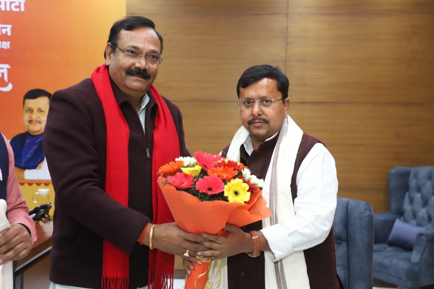 भाजपा के राष्ट्रीय कार्यकारी अध्यक्ष नितिन नवीन का किसान मोर्चा अध्यक्ष व सांसद चाहर ने किया स्वागत