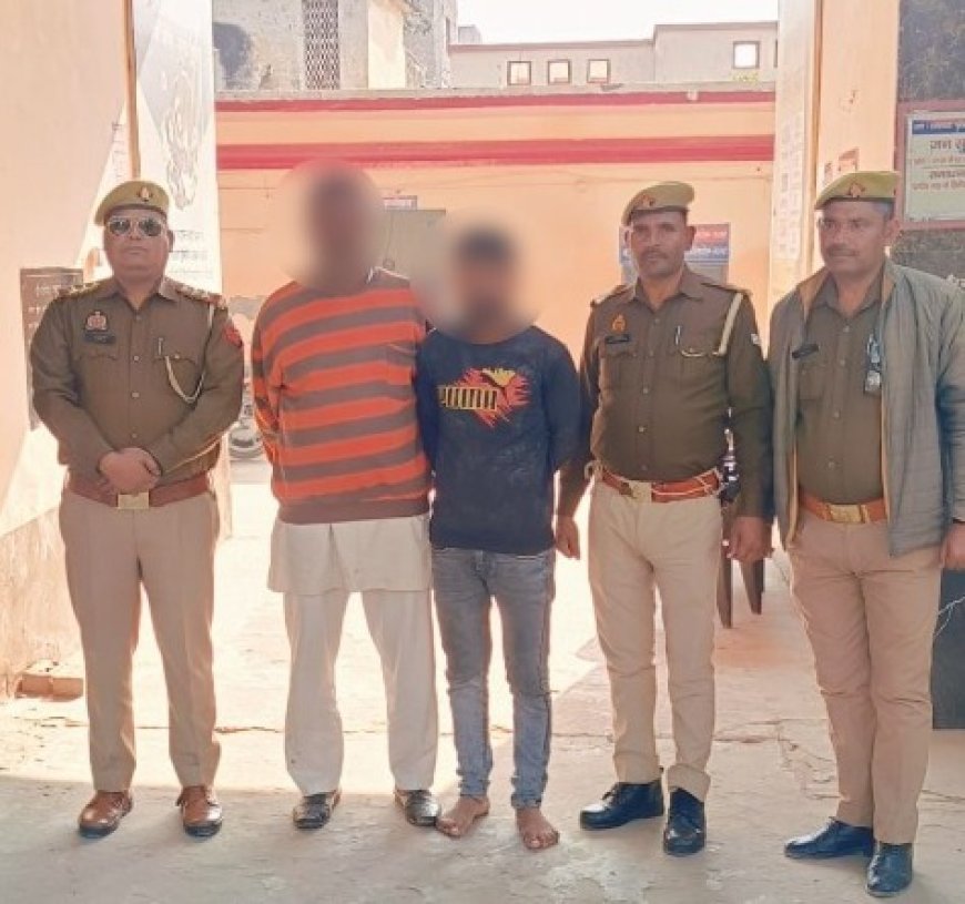 आगरा में शमसाबाद पुलिस ने दो गोवंश तस्कर दबोचे, कैंटर गाड़ी में सात गायें और दो बछड़े ले जा रहे थे