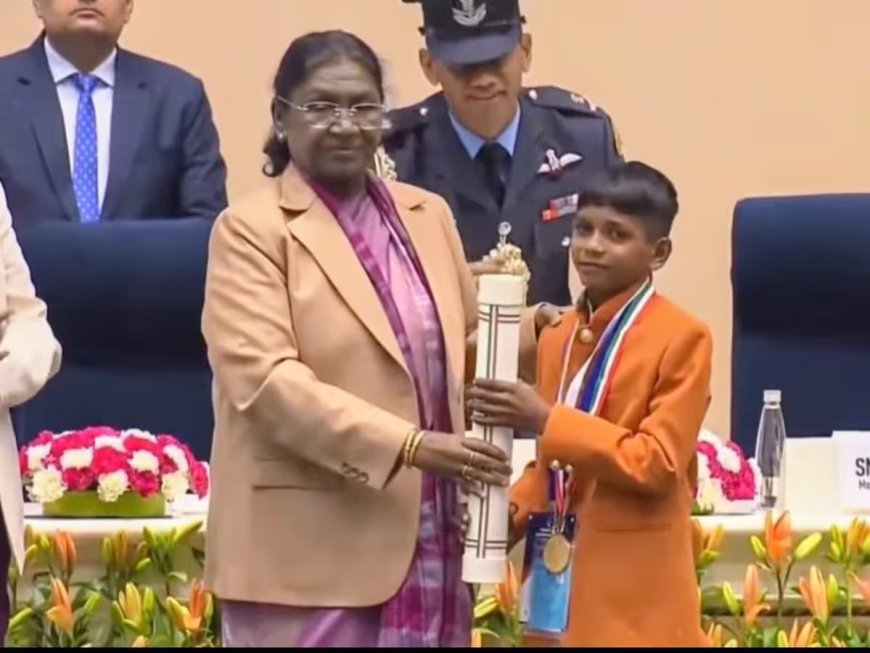 चंबल में मगरमच्छ के जबड़े से पिता को बचाने वाले बालक अजयराज का राष्ट्रपति भवन में सम्मान