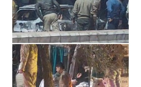 आगरा में जिंदा जल गया युवक: मघटई तिराहे पर दौड़ती I-10 कार में लगी भीषण आग, चालक को बाहर निकलने का नहीं मिला मौका, इलाके में मची अफरा-तफरी