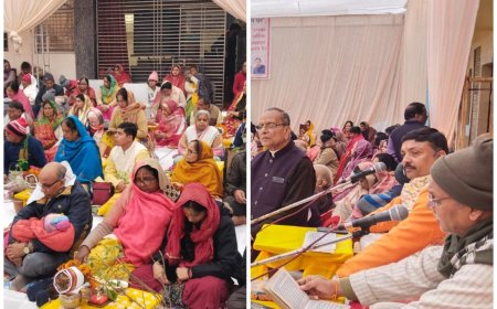 हरि नाम की गूंज के बीच बुर्जी वाला मंदिर में सामूहिक एकादशी उद्यापन का शुभारंभ