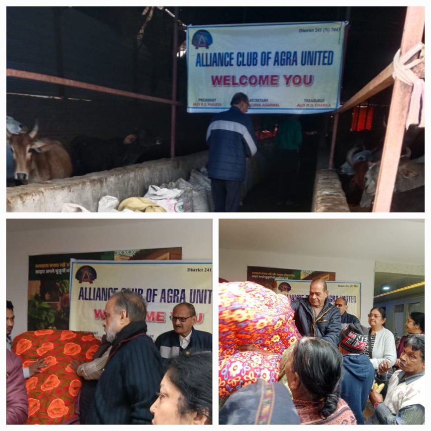 लायंस क्लब यूनाइटेड ने सेवा की मिसाल पेश की, वृद्धजनों को कंबल और पशुओं को चारे का दान