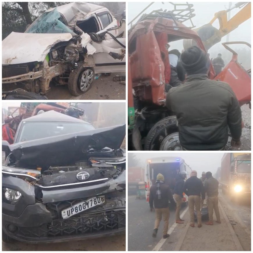 घने कोहरे का कहर, ग्वालियर हाईवे पर भीषण सड़क हादसा, दो की मौत, कई घायल