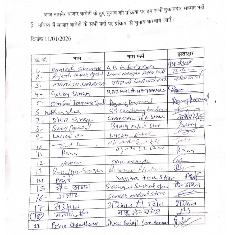 नामनेर बाजार कमेटी में घमासान, “चुनाव नहीं, चयन हुआ”—दुकानदारों ने उठाए सवाल