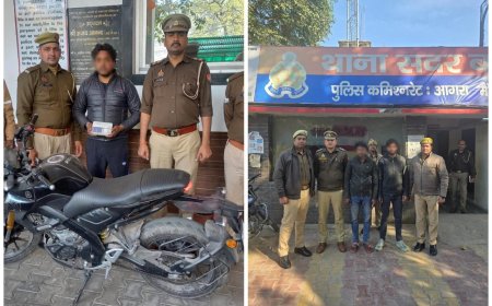 आगरा पुलिस का अपराधियों पर प्रहार: लूट और चोरी की कई वारदातों का खुलासा, न्यू आगरा में लुटेरा और सदर में दो शातिर चोर गिरफ्तार, लाखों की बरामदगी