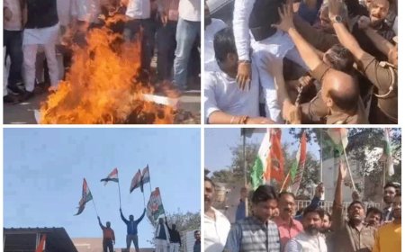 आगरा में सियासी संग्राम, सेंट जोंस चौराहे पर भाजपा–कांग्रेस आमने-सामने, पुतला दहन से बढ़ा तनाव