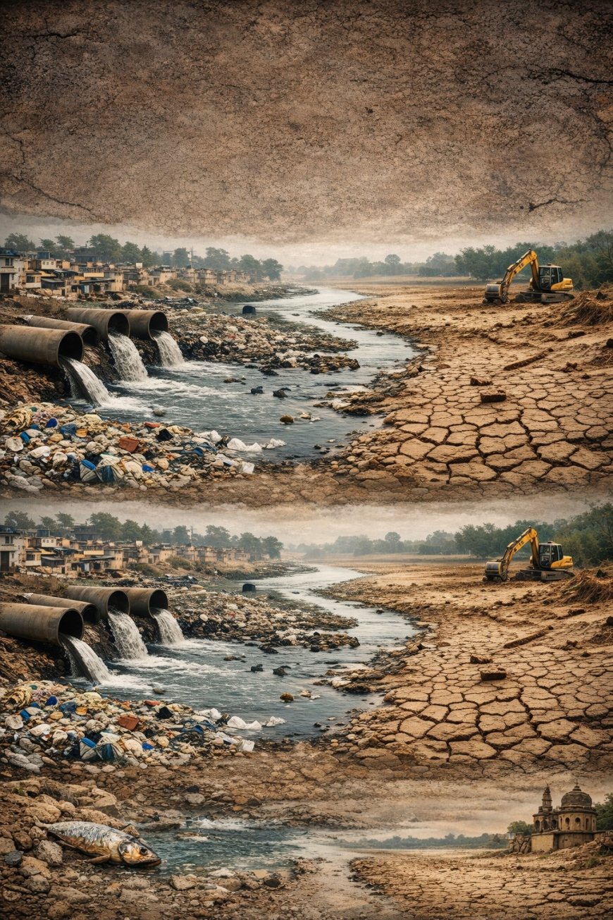 चुपचाप मरती नदियां: विकास की अंधी दौड़ में दम तोड़ता भारत का जल–भविष्य