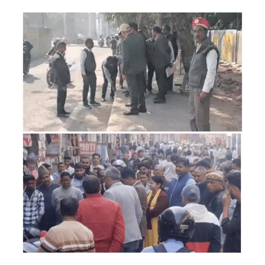 राजामंडी के लाभचंद मार्केट पर बुलडोजर की आहट, सुप्रीम कोर्ट के आदेश पर पैमाइश हुई