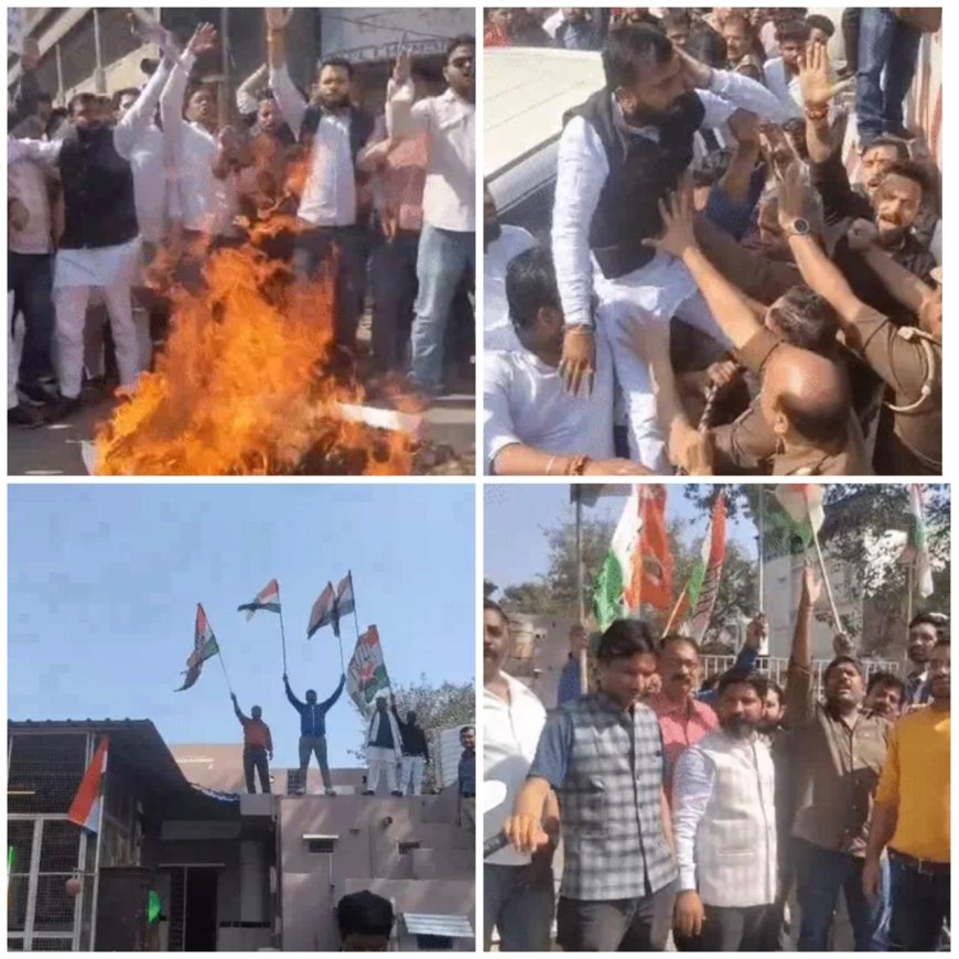 आगरा में सियासी संग्राम, सेंट जोंस चौराहे पर भाजपा–कांग्रेस आमने-सामने, पुतला दहन से बढ़ा तनाव