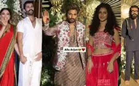 रश्मिका-विजय के रिसेप्शन में  महेश बाबू की बेटी पर अटकी नजर,   अल्लू अर्जुन  भी पहुंचे,  नंगे पांव दिखे राम चरण