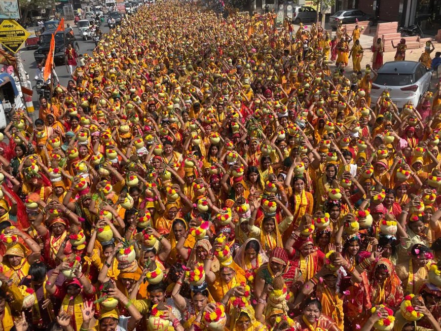 भक्ति का विराट सागर: 3100 कलशों संग निकली भव्य यात्रा, जय श्रीराम के जयकारों से गूंजा आसमान, पीएस गार्डन में कल से श्रीराम कथा