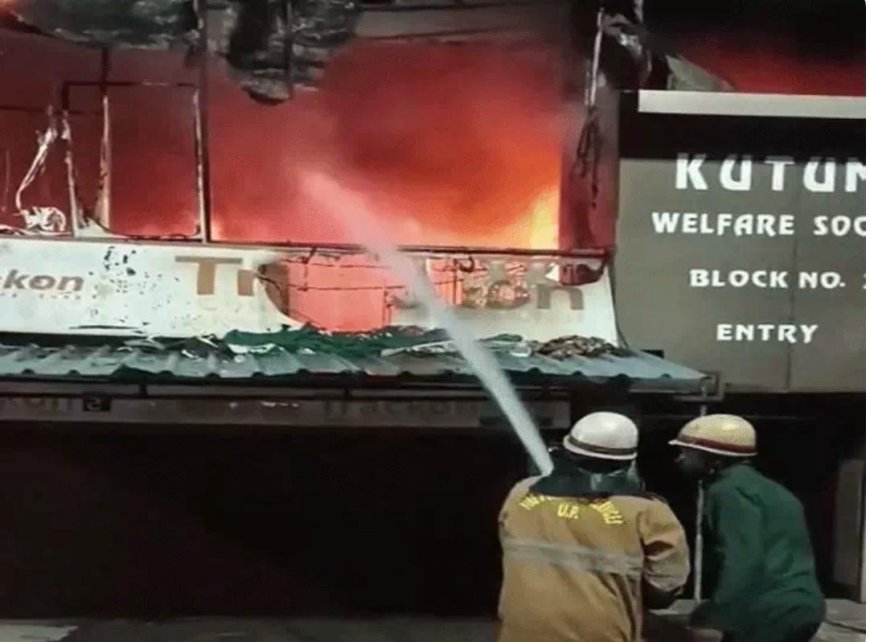 संजय प्लेस में आधी रात हड़कंप, कैफे में लगी भीषण आग, चौथी मंजिल पर फंसे 5 लोगों को सुरक्षित निकाला