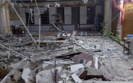 राजामंडी जैन मंदिर में रात के समय गिरी फॉल सीलिंग, बड़ा हादसा टल गया