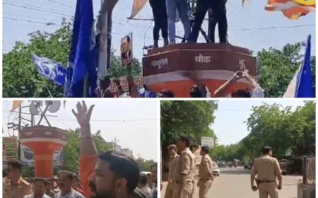 आंबेडकर जयंती रैली के बहाने माहौल बिगाड़ने की कोशिश, परशुराम चौक पर चढ़े युवक, झंडा लगाया, फिर बढ़ा तनाव