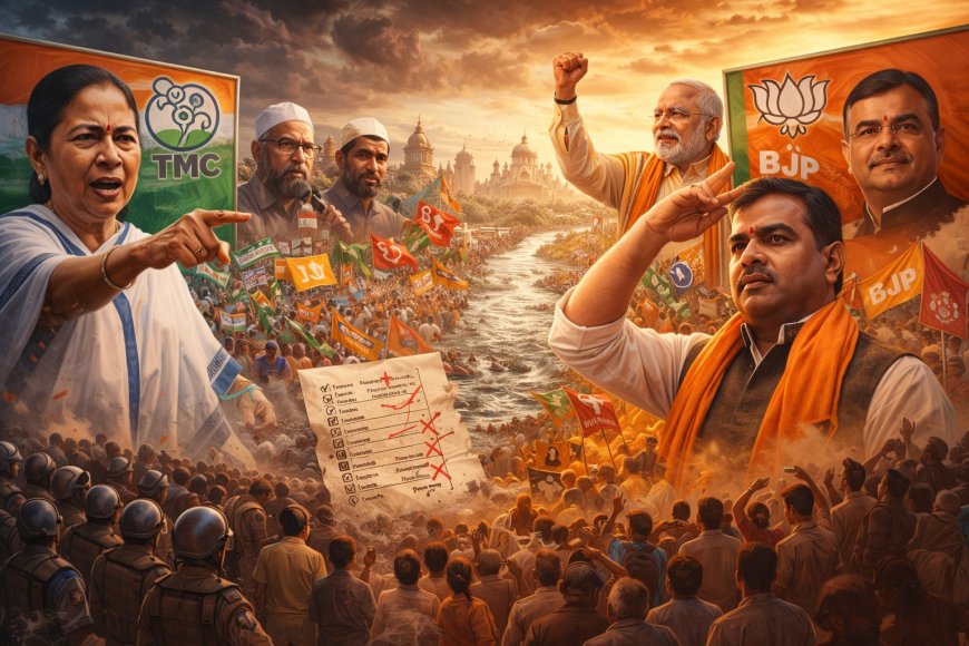 बंगाल का सत्ता संग्राम: टीएमसी-भाजपा के बीच नैरेटिव, सामाजिक समीकरण और वोट संरचना की निर्णायक जंग