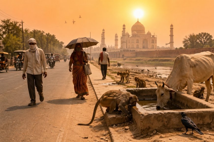 43 डिग्री की आग में झुलसता आगरा: लू के थपेड़ों से थमता जनजीवन, पानी के लिए तरसते पशु-पक्षी और शहर पर मंडराता स्वास्थ्य संकट