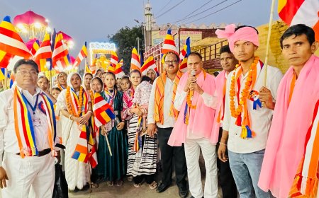 शांति और श्रम का संगम: बुद्ध पूर्णिमा की शोभायात्रा से गूंजा करुणा का संदेश, श्रमिक दिवस पर मजदूरों का सम्मान