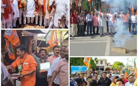 आगरा में भाजपा की जीत का जश्न, ढोल-नगाड़ों, आतिशबाजी और लड्डुओं के साथ मनाया