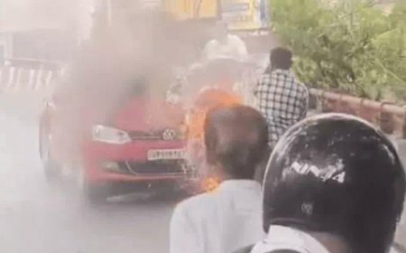 रावलीपुल पर दौड़ती कार बनी आग का गोला, चालक ने कूदकर बचाई जान, मचा हड़कंप