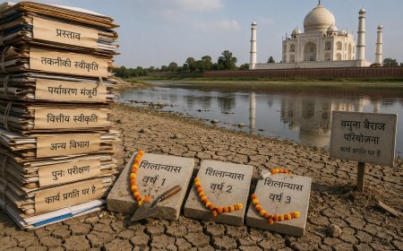 वादों के पत्थरों पर टिका आगरा का यमुना बैराज: शिलान्यास होते रहे और ताज के साए में नदी सूखती रही, सरकारें सपने बेचती रहीं   