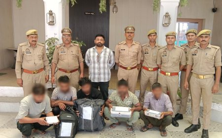 आगरा में मोबाइल टॉवर चोर गैंग का पर्दाफाश, एयरटेल टॉवर से उपकरण चोरी करने वाले 5 शातिर गिरफ्तार