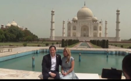 भीषण गर्मी में भी ताजमहल की खूबसूरती को अपलक निहारते रहे अमेरिकी विदेश मंत्री मार्को रुबियो और उनकी पत्नी, बोले- बहुत खूबसूरत, आगरा में जोशीला स्वागत