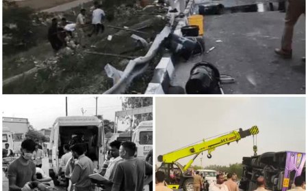 लखनऊ- आगरा एक्सप्रेस-वे पर उन्नाव में मौत का मंजर, डबल डेकर बस पलटी, दरोगा-कैदी समेत 7 की मौत