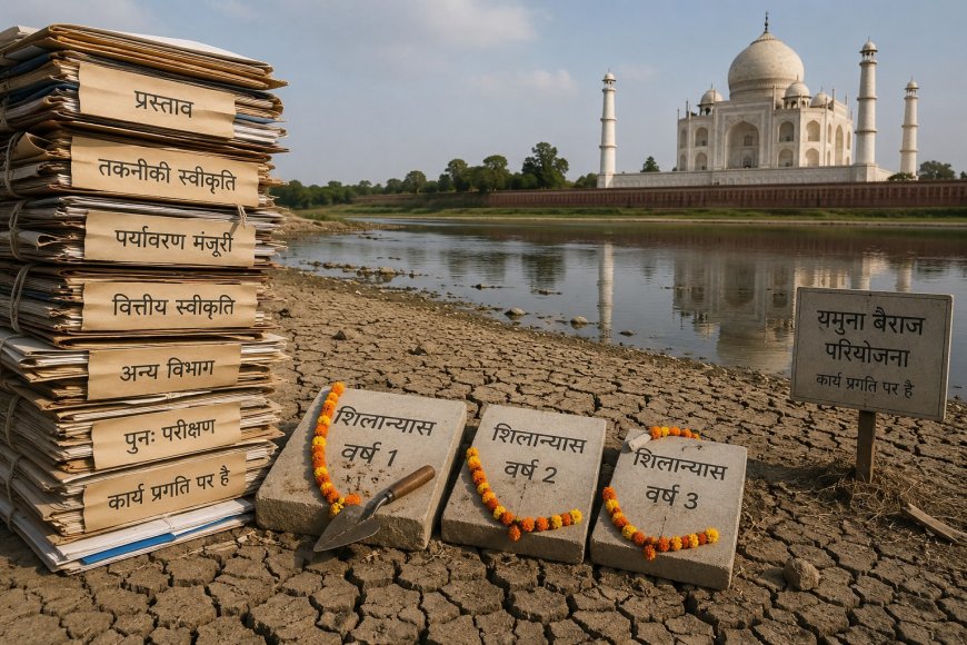 वादों के पत्थरों पर टिका आगरा का यमुना बैराज: शिलान्यास होते रहे और ताज के साए में नदी सूखती रही, सरकारें सपने बेचती रहीं   