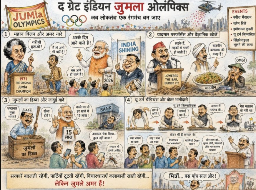 लोकतंत्र का तमाशा: वादों, यू-टर्न और चुनावी भ्रमों के बीच ‘द ग्रेट इंडियन जुमला ओलंपिक्स’ की कड़वी हकीकत