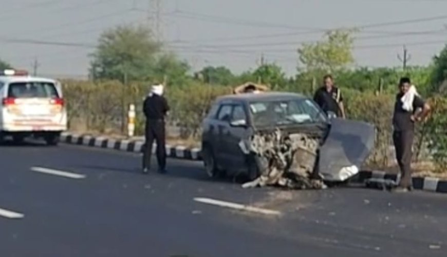 आगरा-लखनऊ एक्सप्रेसवे पर हादसा: तेज रफ्तार कार डिवाइडर से टकराई, दो लोग गंभीर घायल, जैतपुर में बेकाबू ट्रक विद्युत खंभे से टकाराया