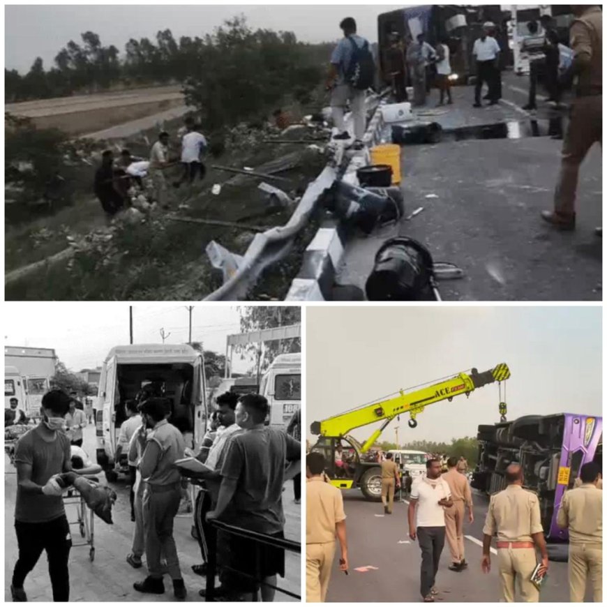 लखनऊ- आगरा एक्सप्रेस-वे पर उन्नाव में मौत का मंजर, डबल डेकर बस पलटी, दरोगा-कैदी समेत 7 की मौत