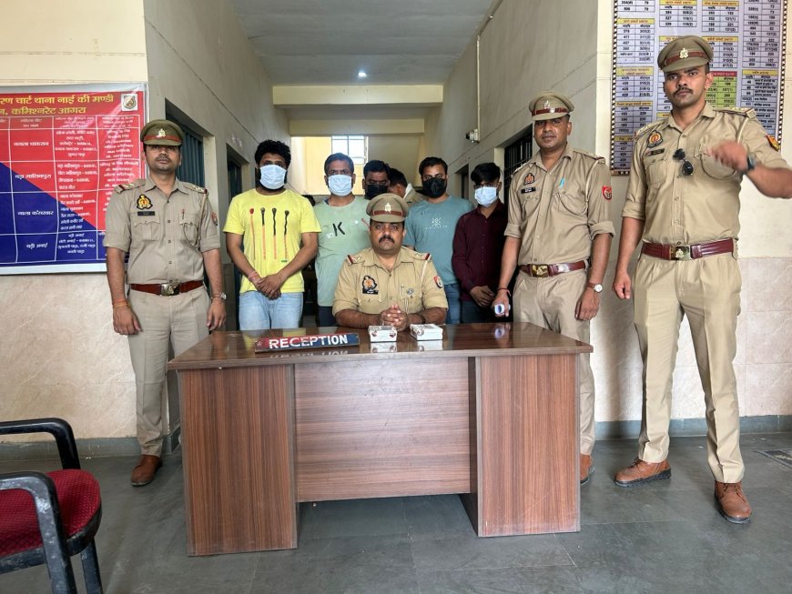 आगरा में जुए के अड्डे पर पुलिस का छापा, 5 जुआरी गिरफ्तार, ₹60 हजार बरामद