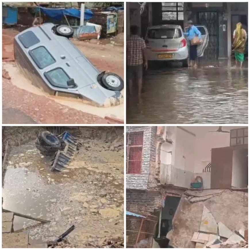 देर रात एक घंटे की बारिश, करोड़ों का नुकसान, सड़कों व घरों में जलभराव, व्यापारियों ने नगर निगम को कोसा