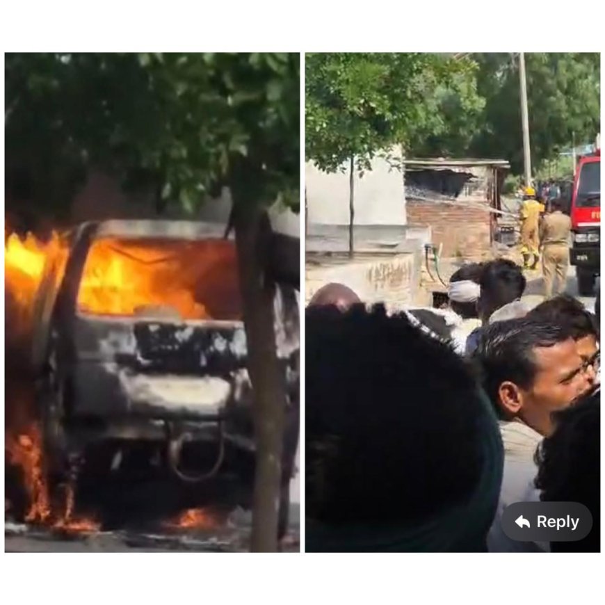 घरेलू सिलेंडर से ईको कार में गैस भरते समय लगी भीषण आग, जलकर खाक हुई गाड़ी, बड़ा हादसा टला
