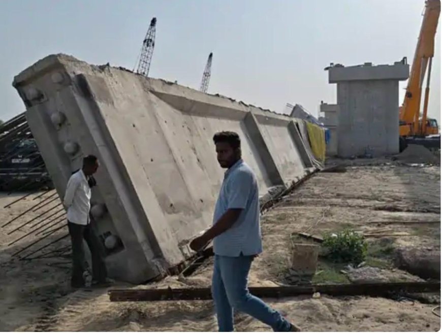 यमुना पुल निर्माण में बड़ा हादसा टला: 53 मीटर लंबा गार्डर धड़ाम से गिरा, मजदूर लंच पर होने से बचीं जानें