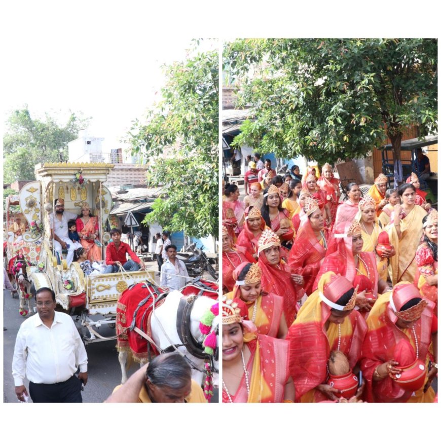 आगरा में गणधर वलय विधान का भव्य शुभारंभ, 200 कलशों की घटयात्रा में गूंजे महावीर स्वामी के जयकारे