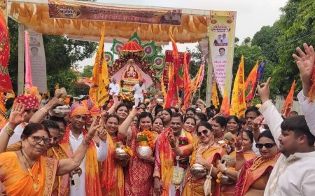 आगरा में हजारों श्रद्धालुओं के साथ निकली भव्य कलश यात्रा, अब जया किशोरी सुनाएंगीं भागवत कथा