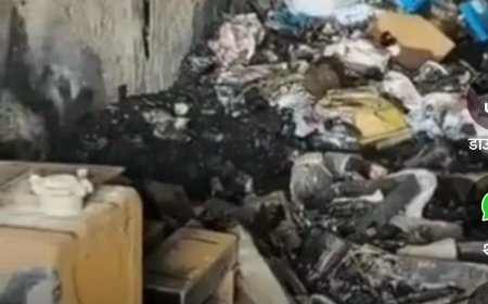 ट्रांसपोर्ट गोदाम में भीषण आग, सीएनजी ऑटो से भड़की लपटों ने 35 लाख का सामान किया राख