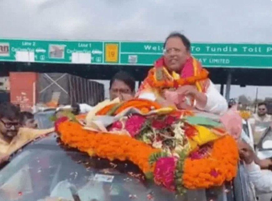 भाजपा प्रदेश महामंत्री रामप्रताप का आगरा में भव्य स्वागत, हाईवे पर लगा कई किलोमीटर लंबा जाम